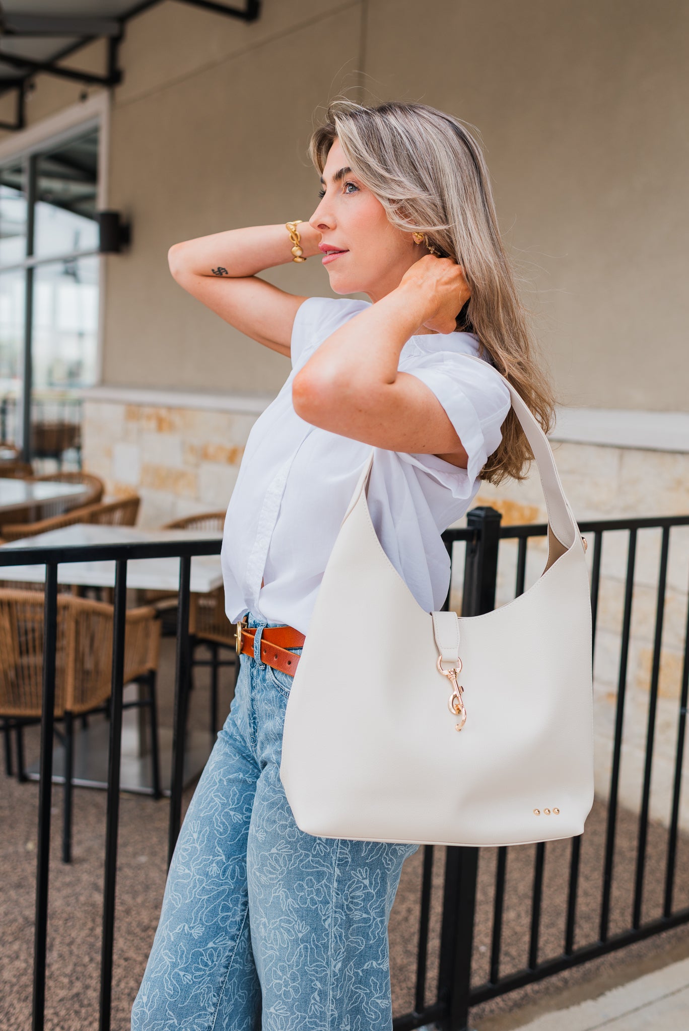 Haddie Hobo Tote | Cream