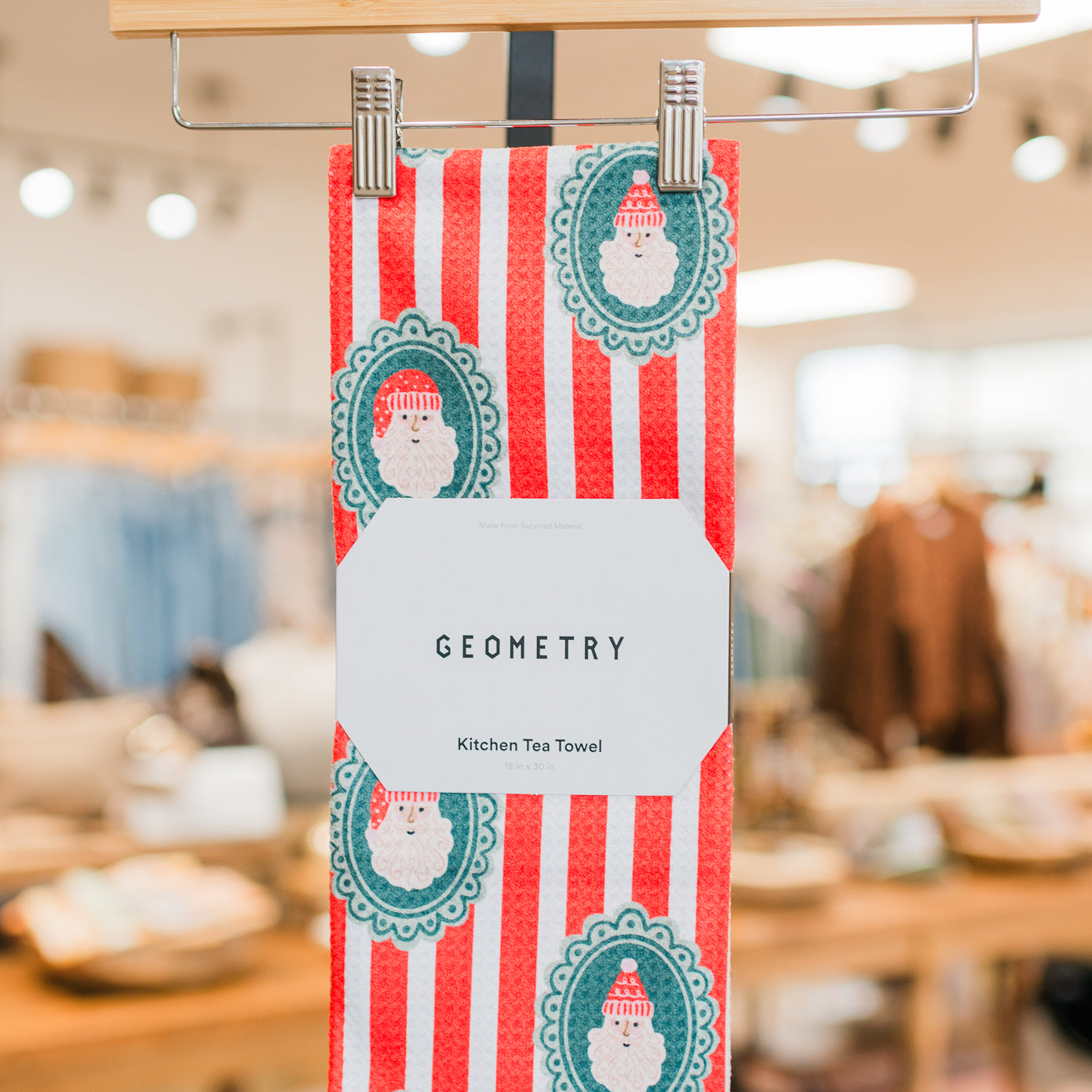 Geometry Tea Towel | Striped Santa