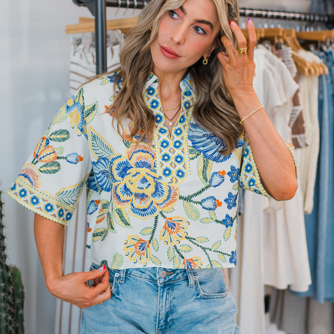 Palm Paradise Top | Blue Mix