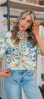 Palm Paradise Top | Blue Mix