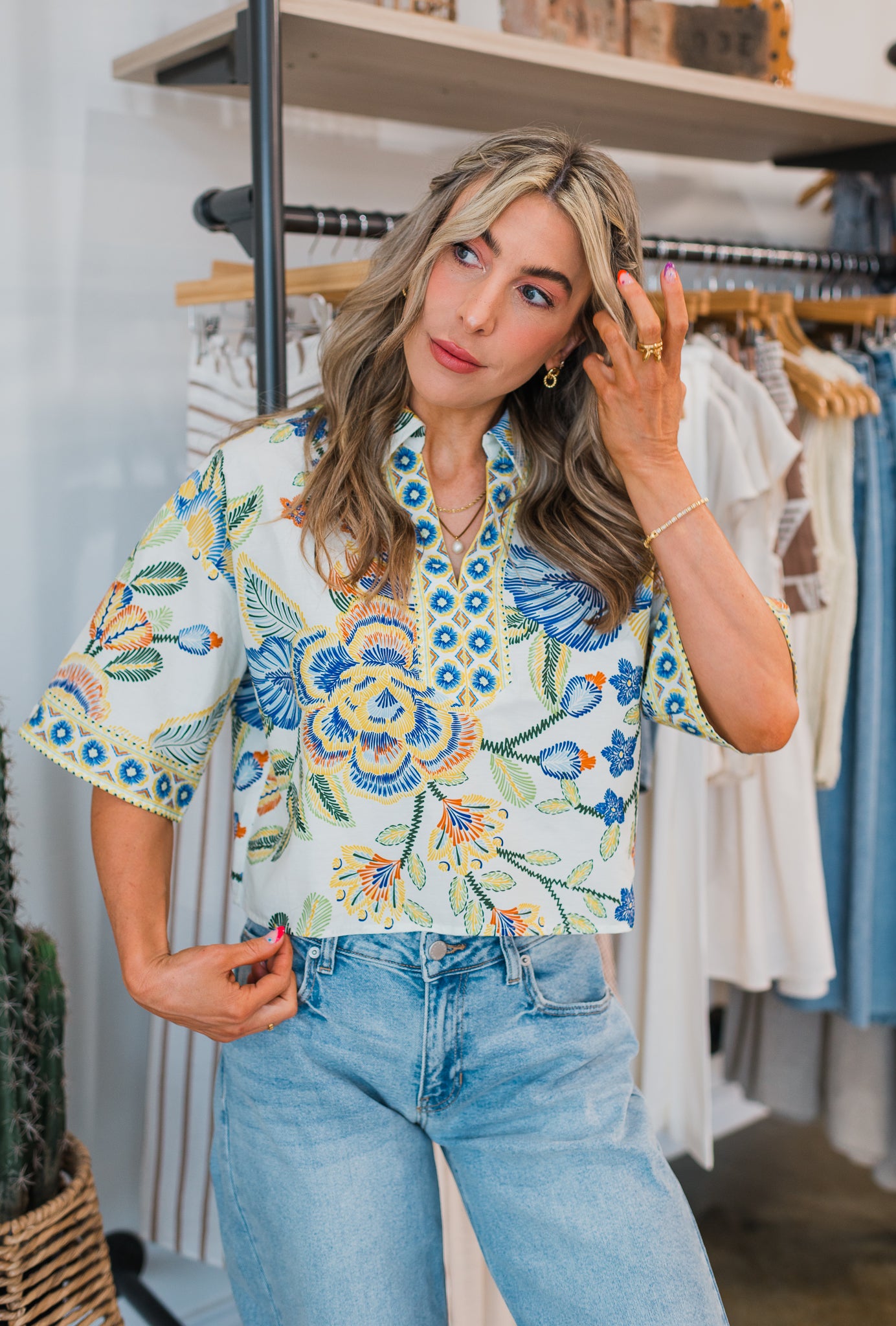 Palm Paradise Top | Blue Mix