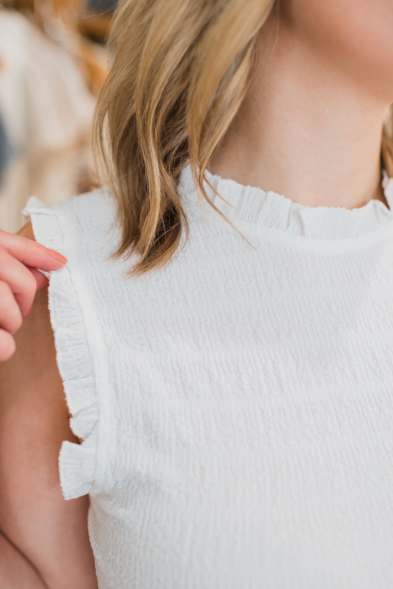 Jenn Ruffle Tank | White