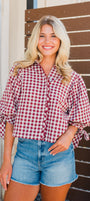 Tallulah Top | Maroon Gingham
