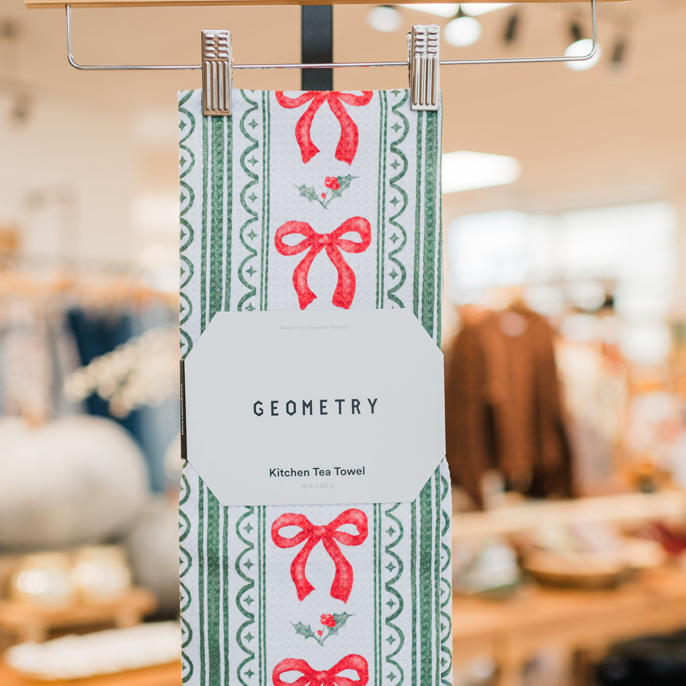 Geometry Tea Towel | Christmas Bow Stripe
