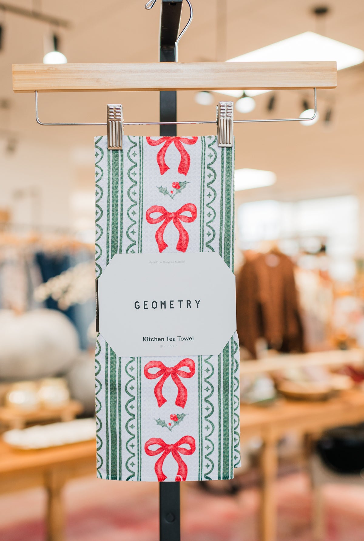 Geometry Tea Towel | Christmas Bow Stripe