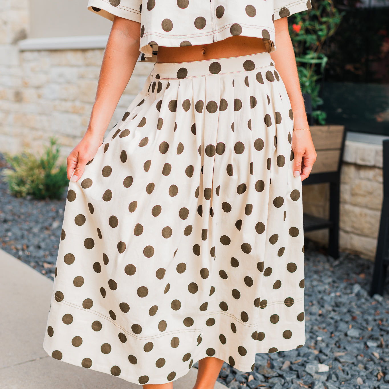 Tinsley Skirt | Ecru Polka Dot
