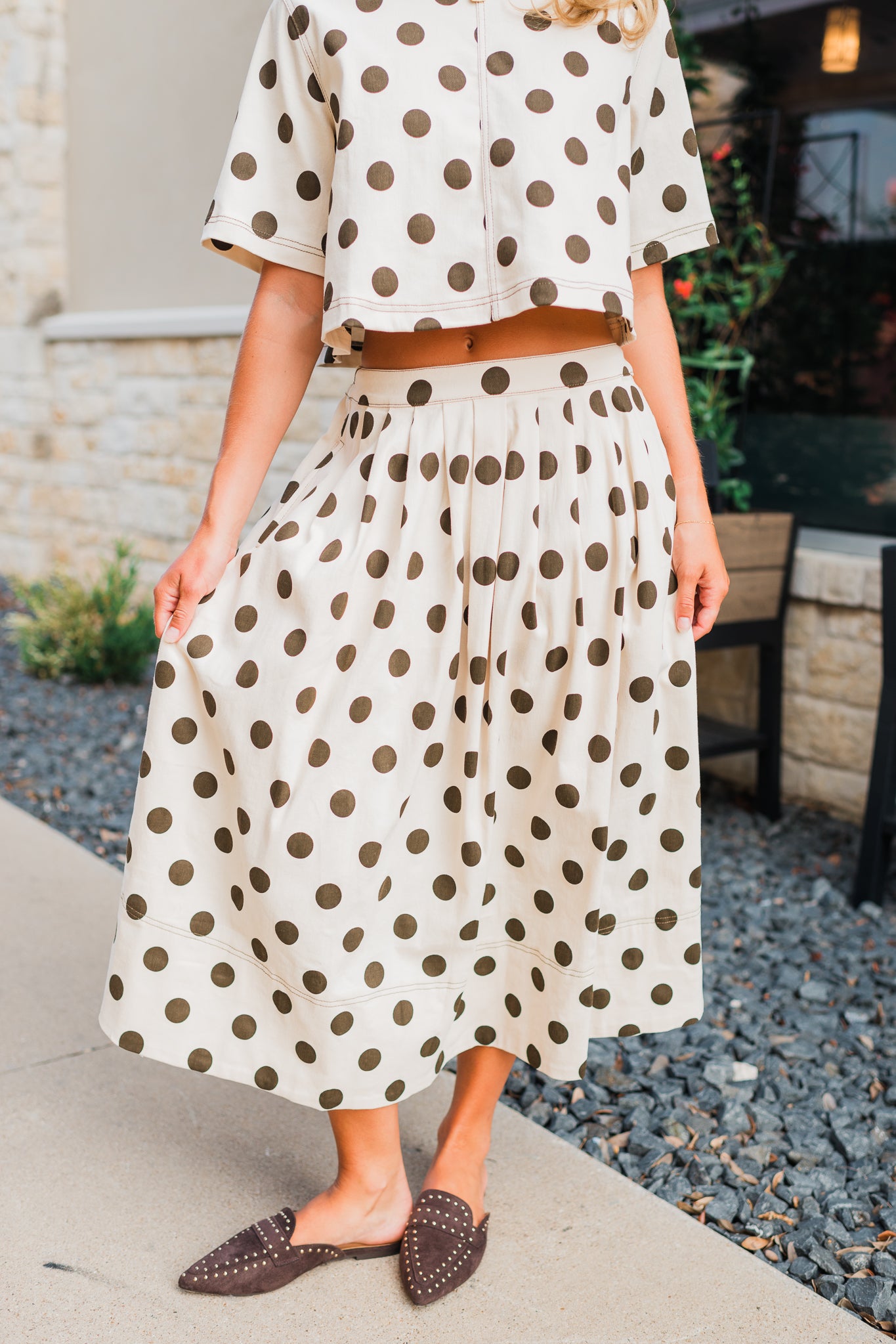 Tinsley Skirt | Ecru Polka Dot
