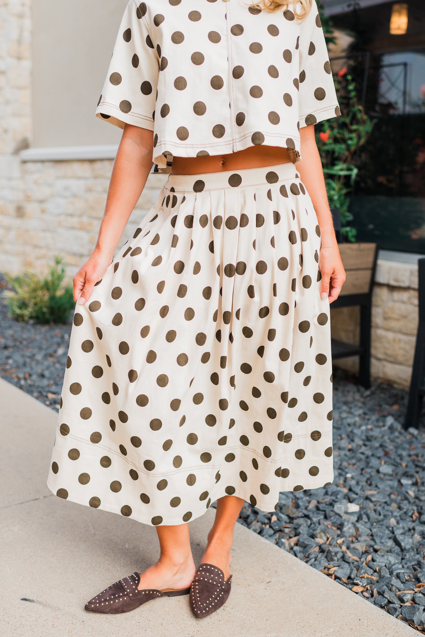 Tinsley Skirt | Ecru Polka Dot