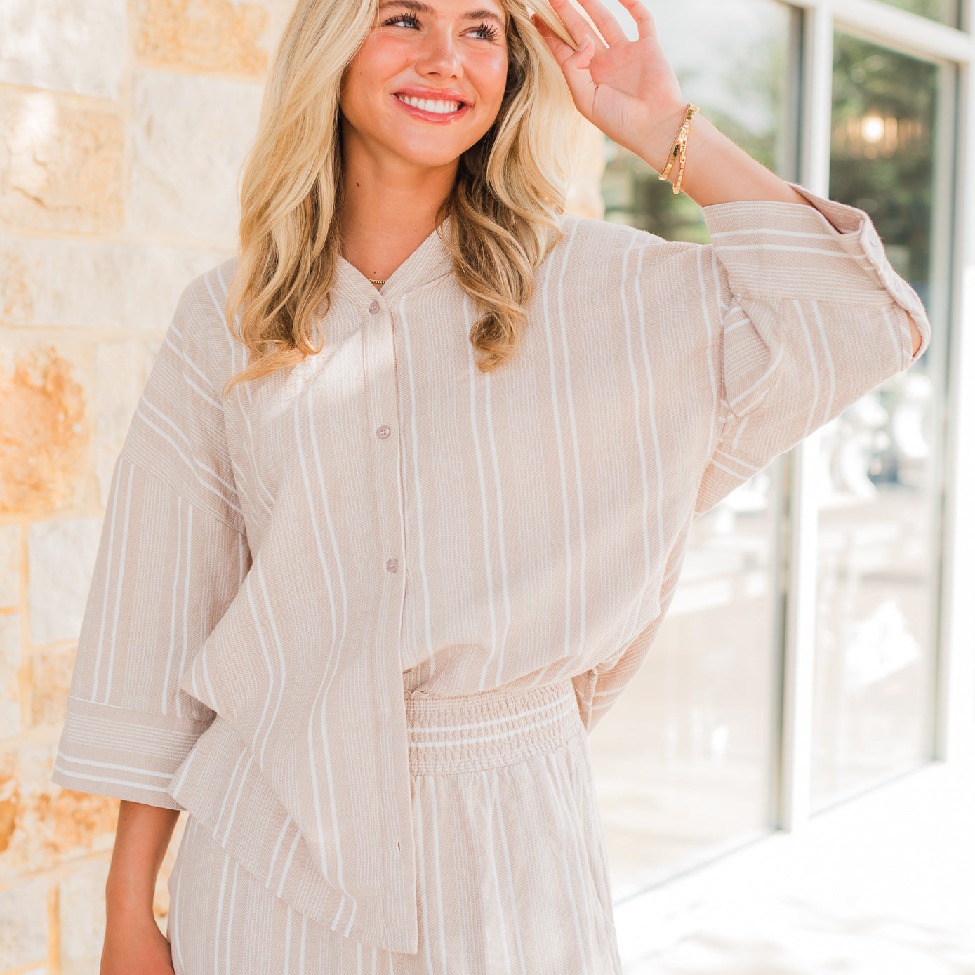 Costa Rica Top | Khaki Stripe