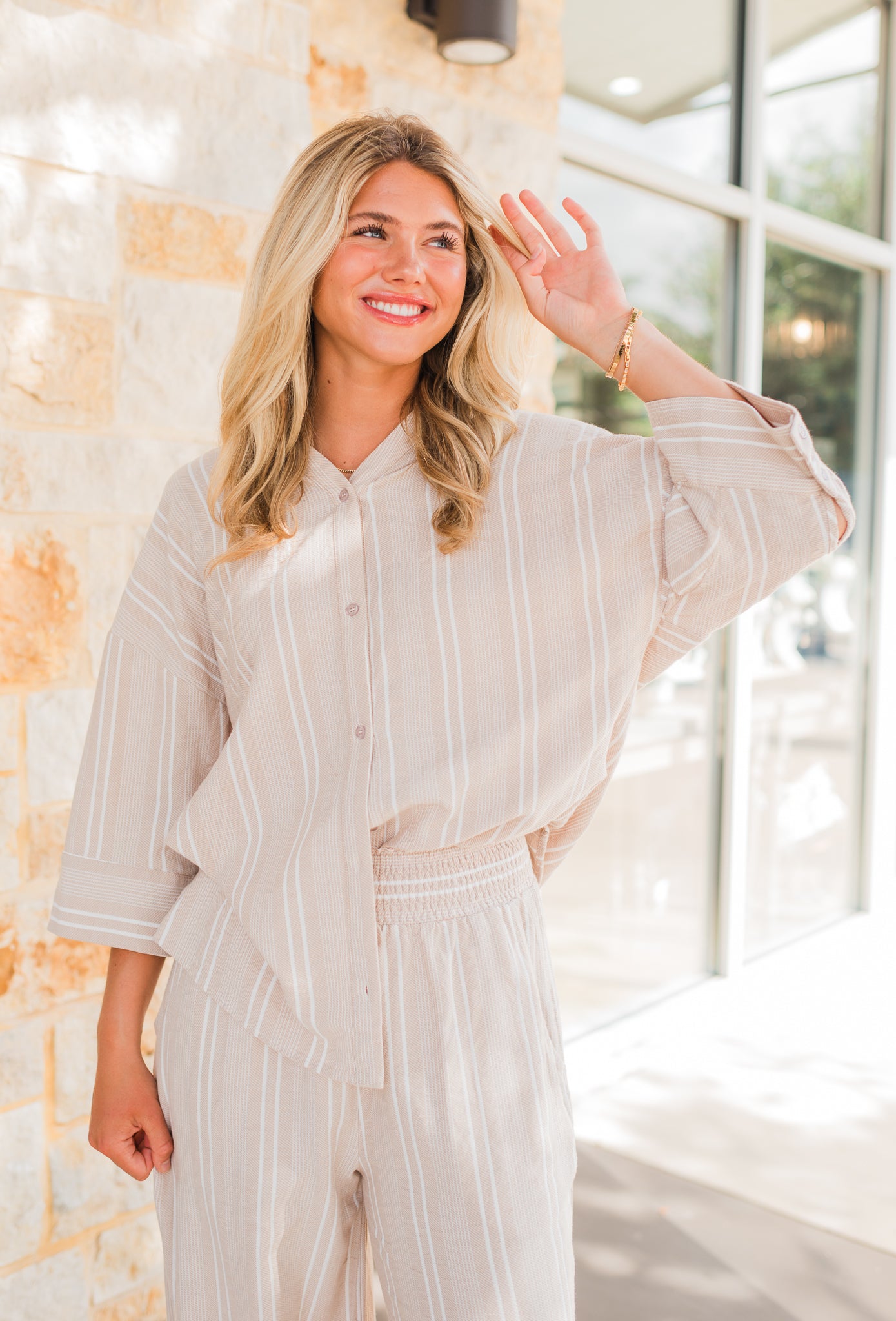 Costa Rica Top | Khaki Stripe