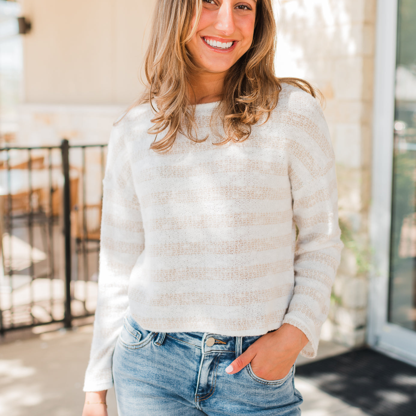 Pearl Sweater | Natural Stripe