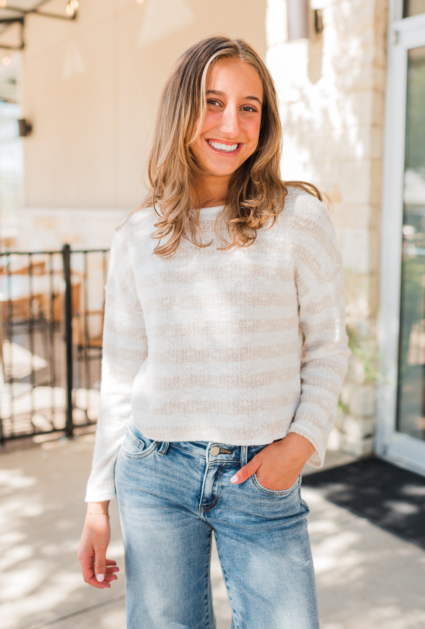 Pearl Sweater | Natural Stripe