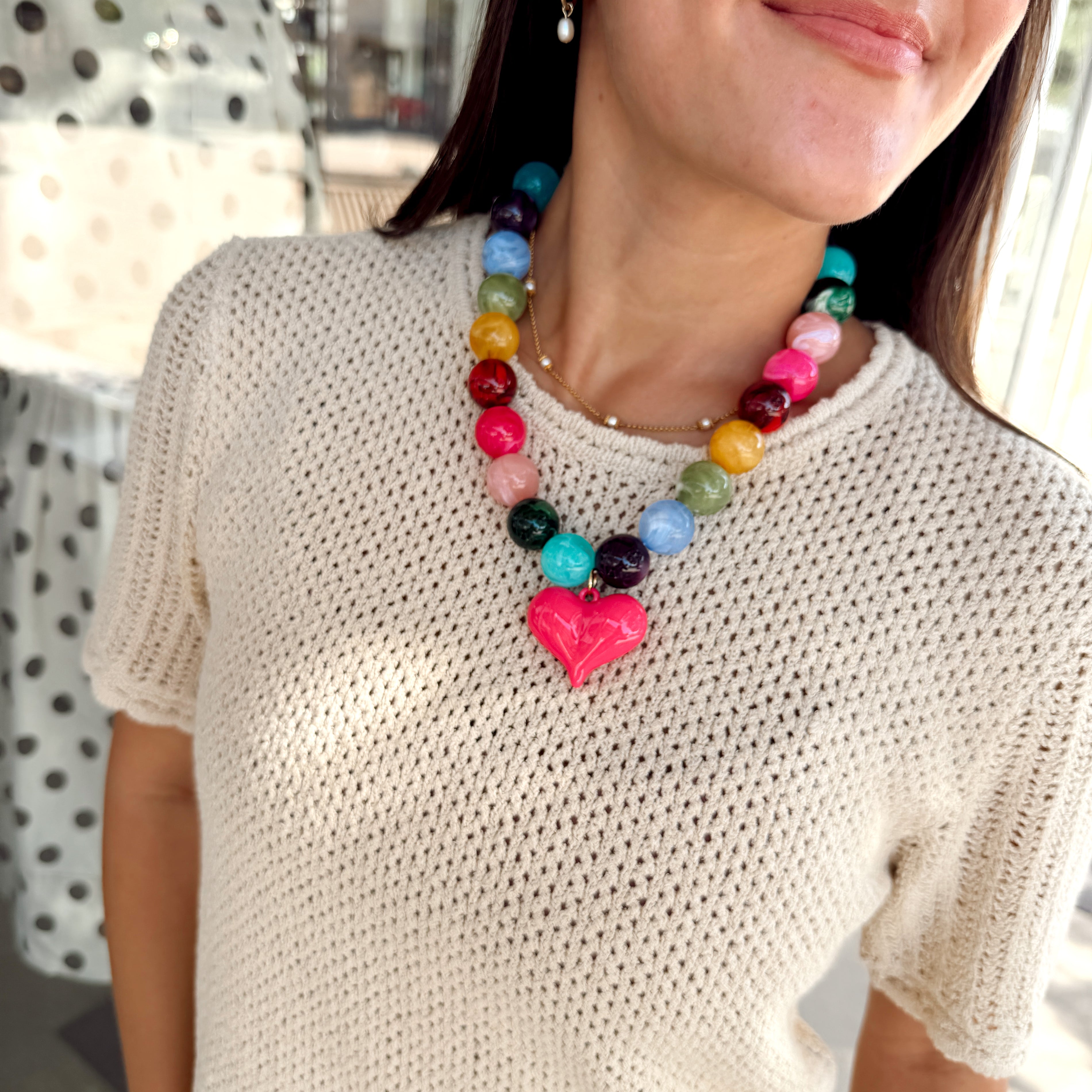 Necklace | Deep Pink Heart