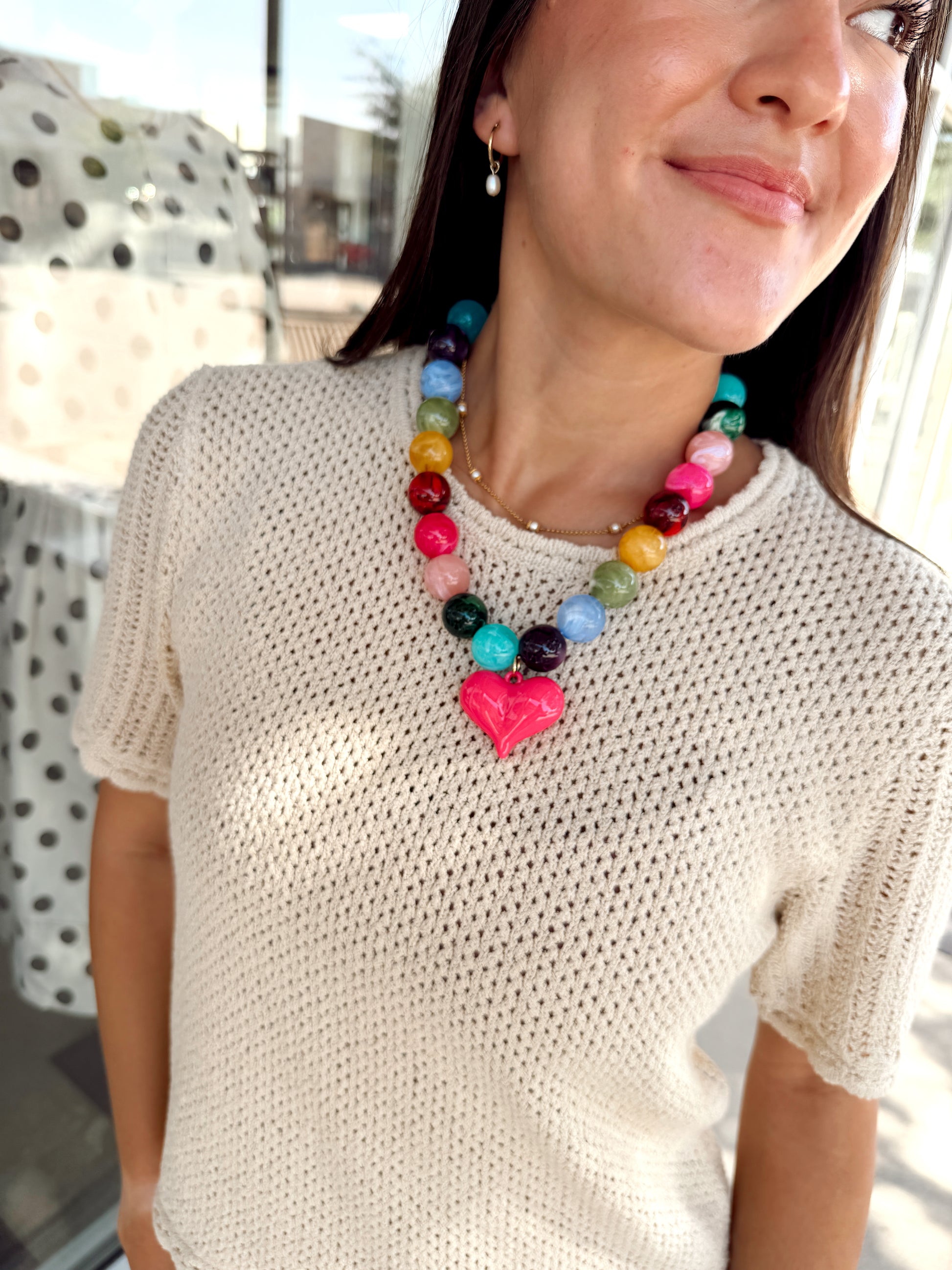 Necklace | Deep Pink Heart