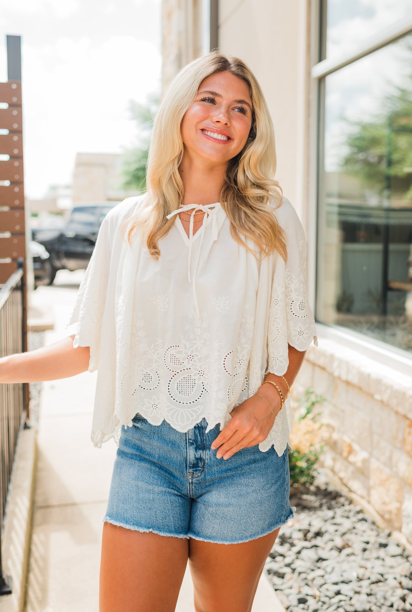 Gracie Eyelet Top | Ivory