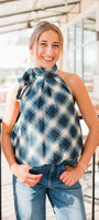 Audrey Top | Navy Plaid