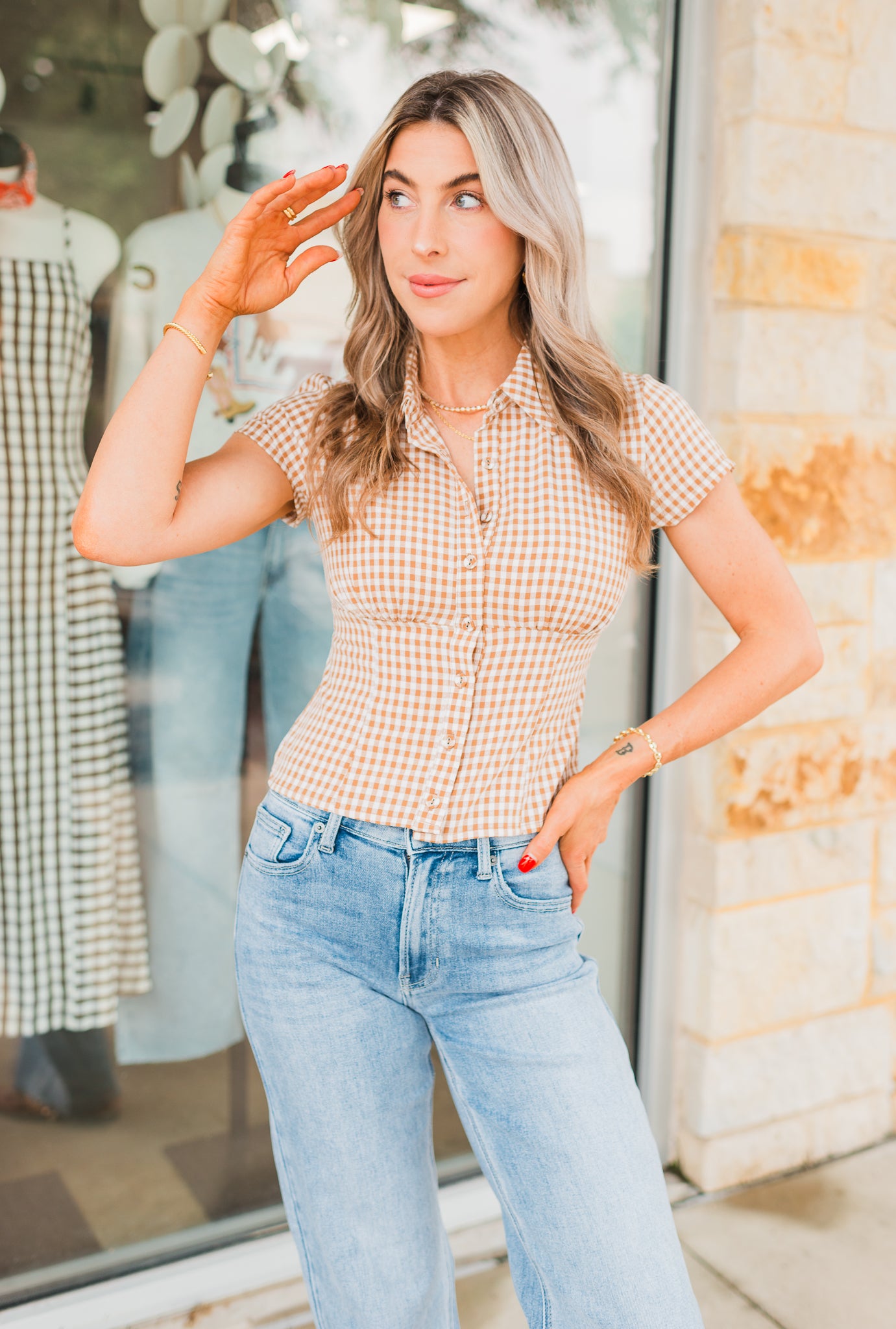 Taryn Top | Brown Gingham