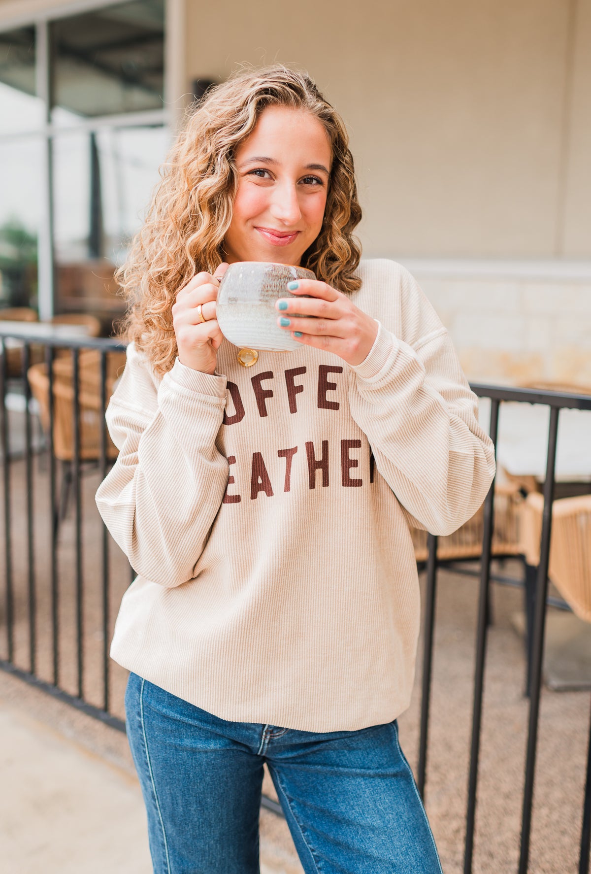 Coffee Weather Corded Pullover | Latte