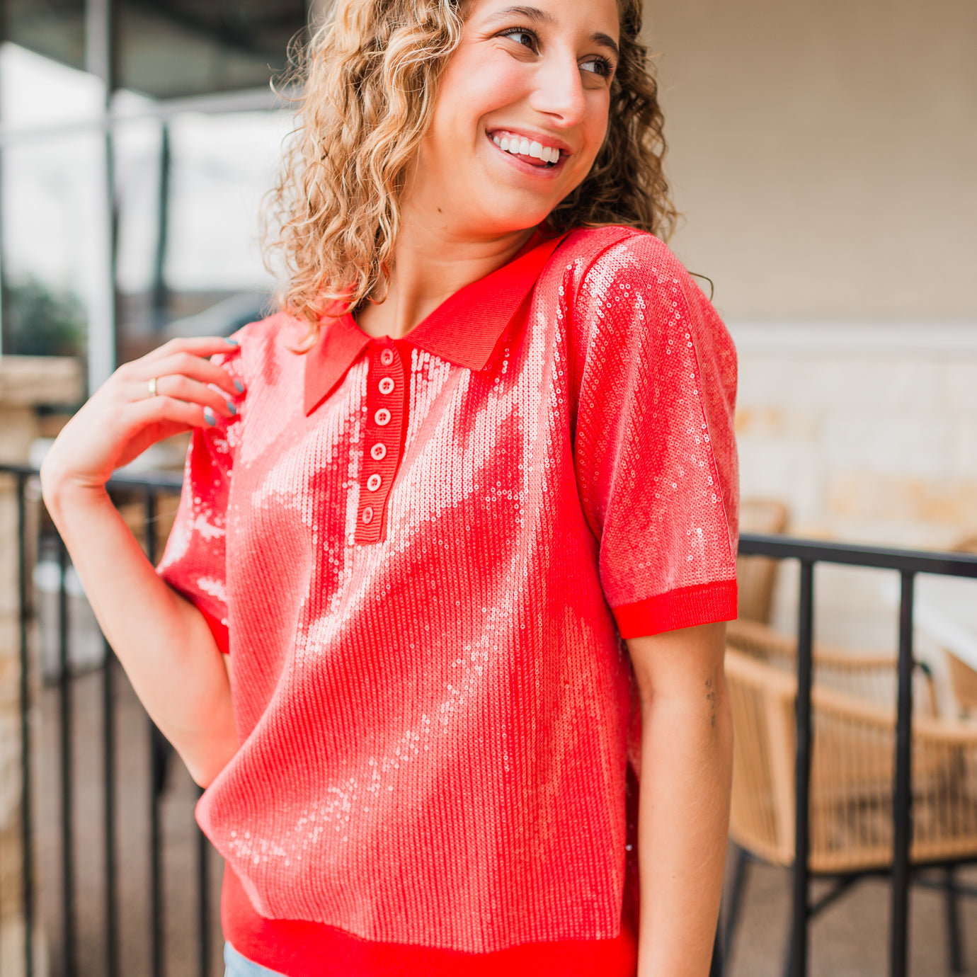 Hollis Sweater | Red Sequins