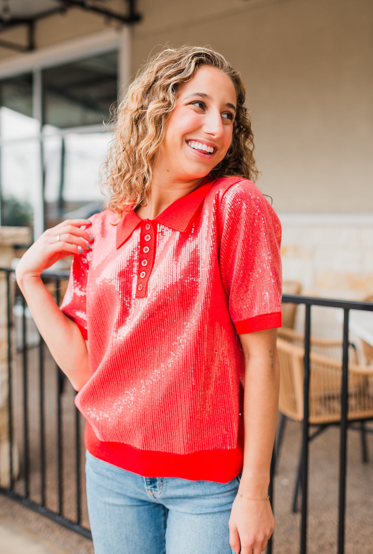 Hollis Sweater | Red Sequins