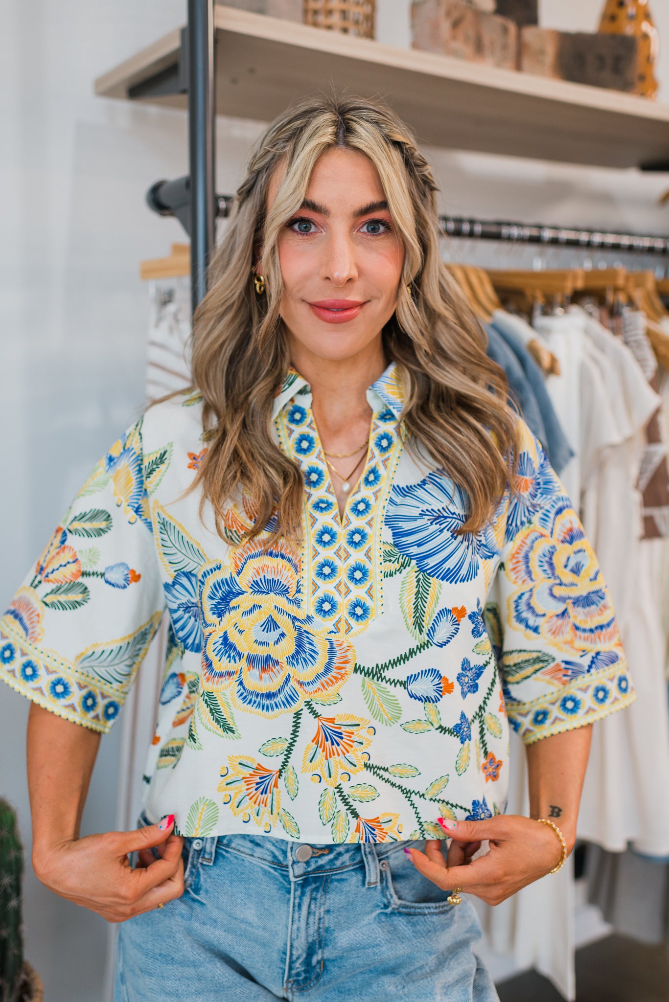 Palm Paradise Top | Blue Mix