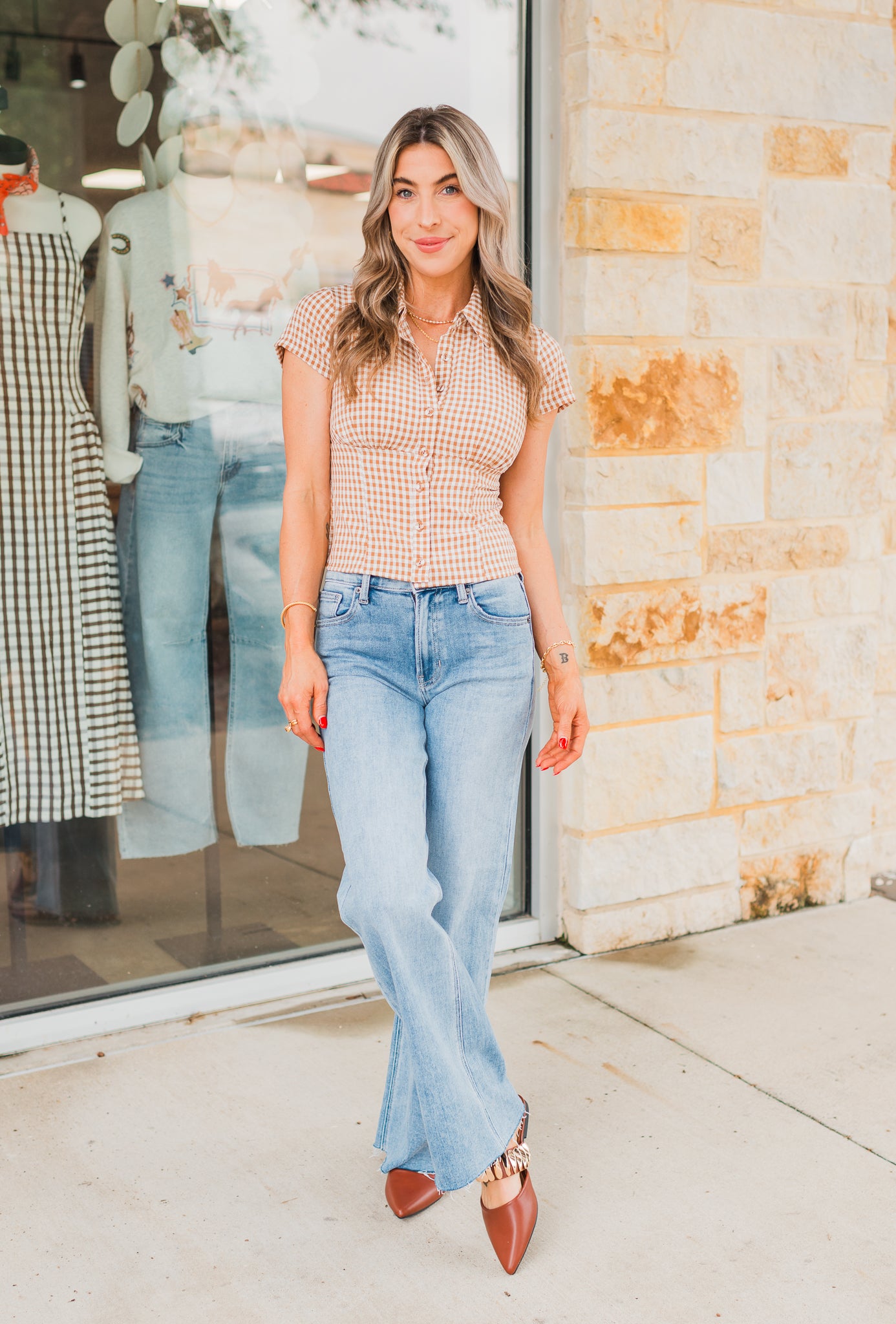 Taryn Top | Brown Gingham