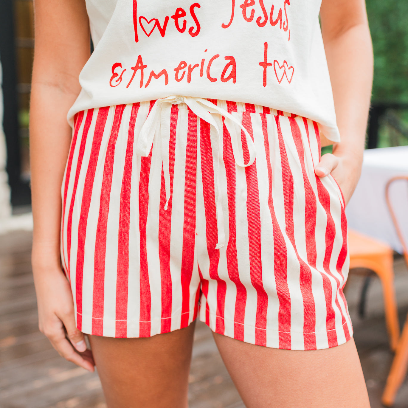 Liberty Shorts | Red Striped Twill