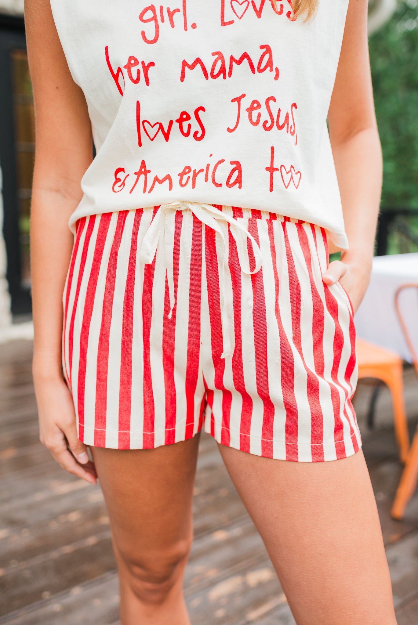 Liberty Shorts | Red Striped Twill