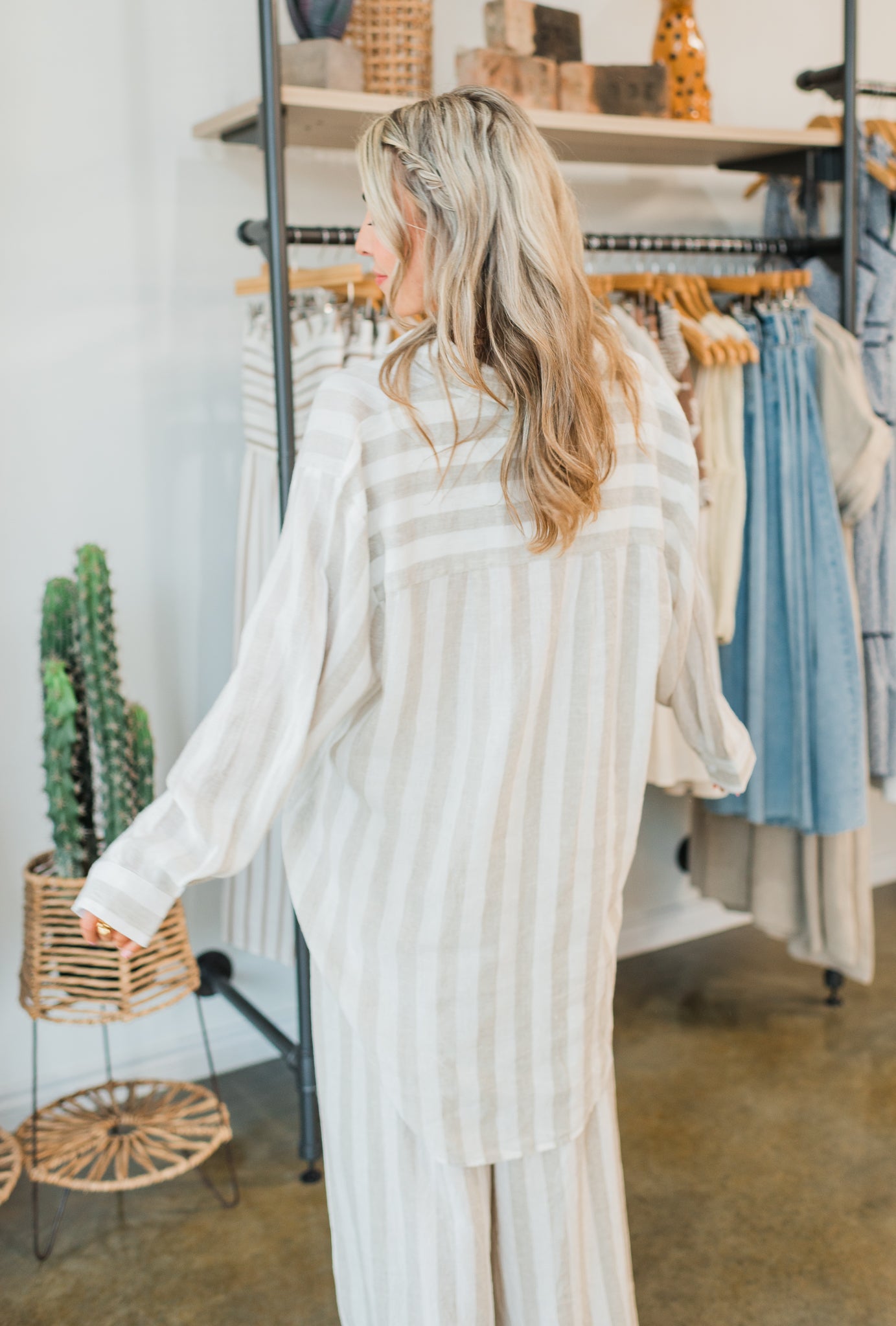 Pompano Button Up | Natural Stripe