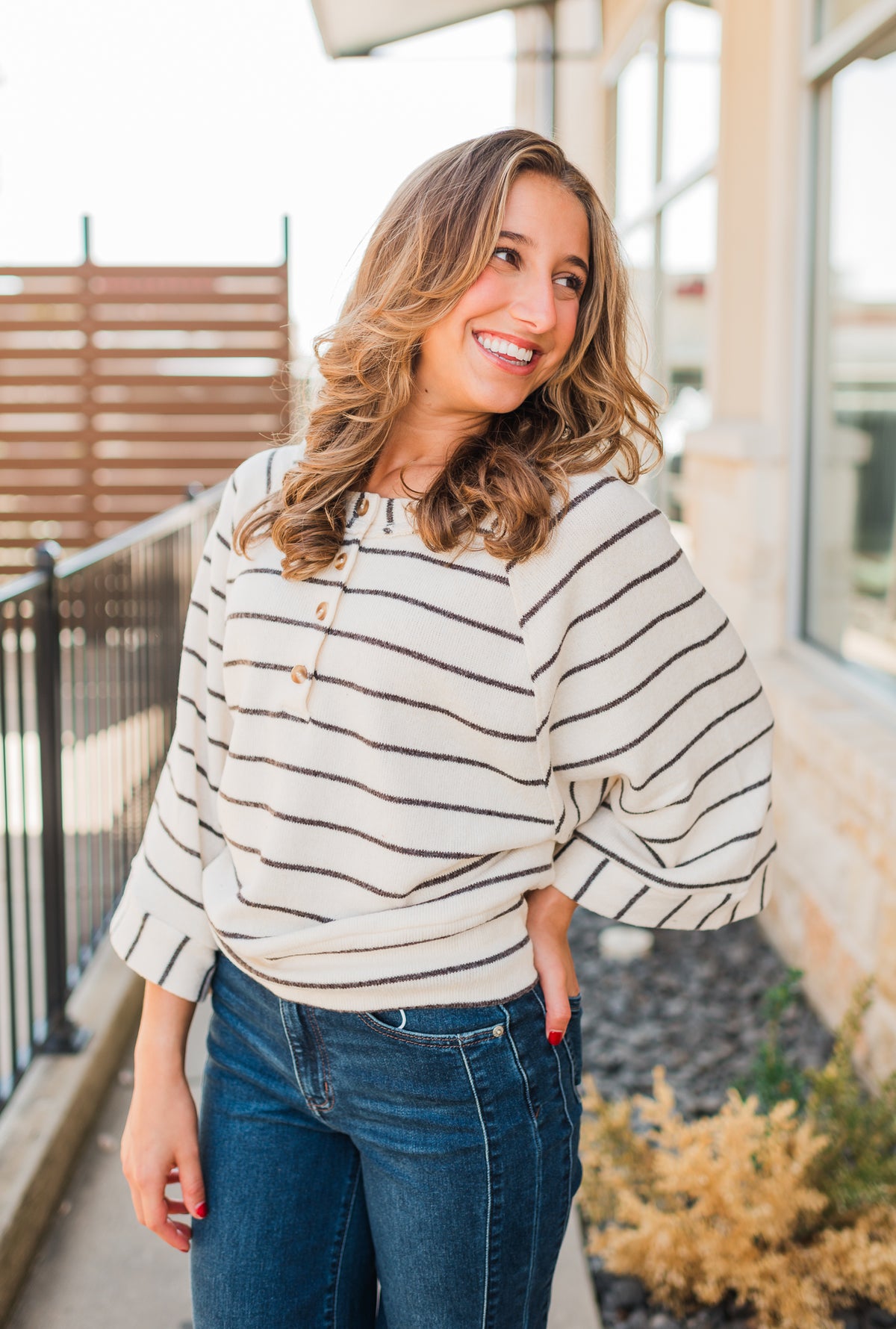 Peyton Knit Top | Natural Stripe