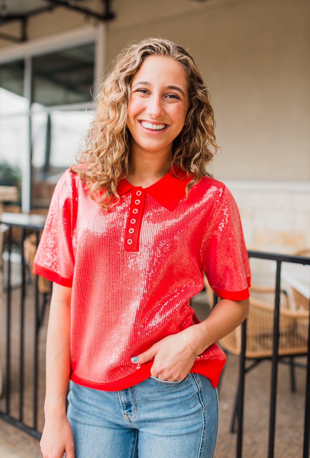 Hollis Sweater | Red Sequins
