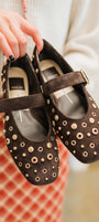 Mella Studded Flats | Java Suede