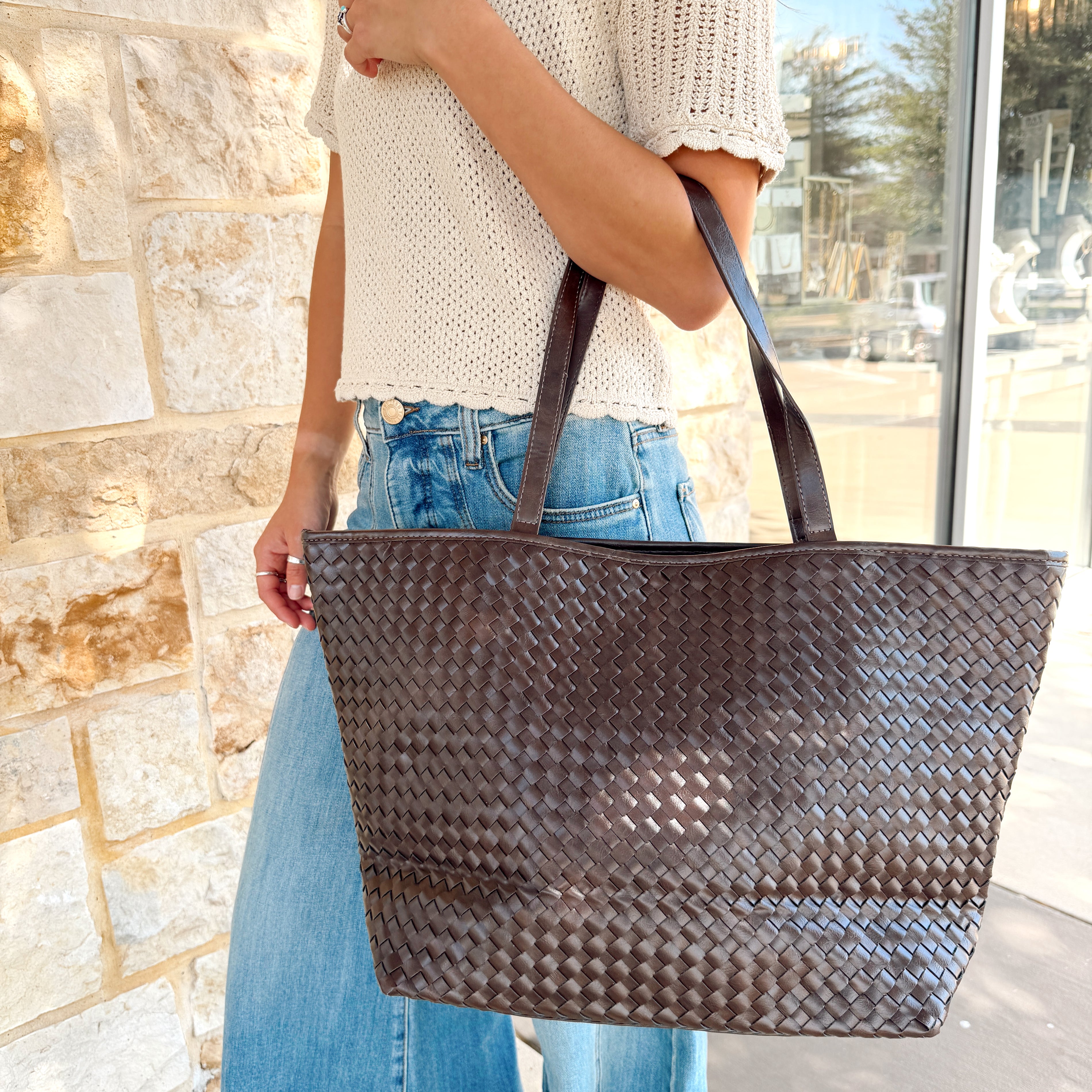 Jax Woven Tote Bag | Chocolate