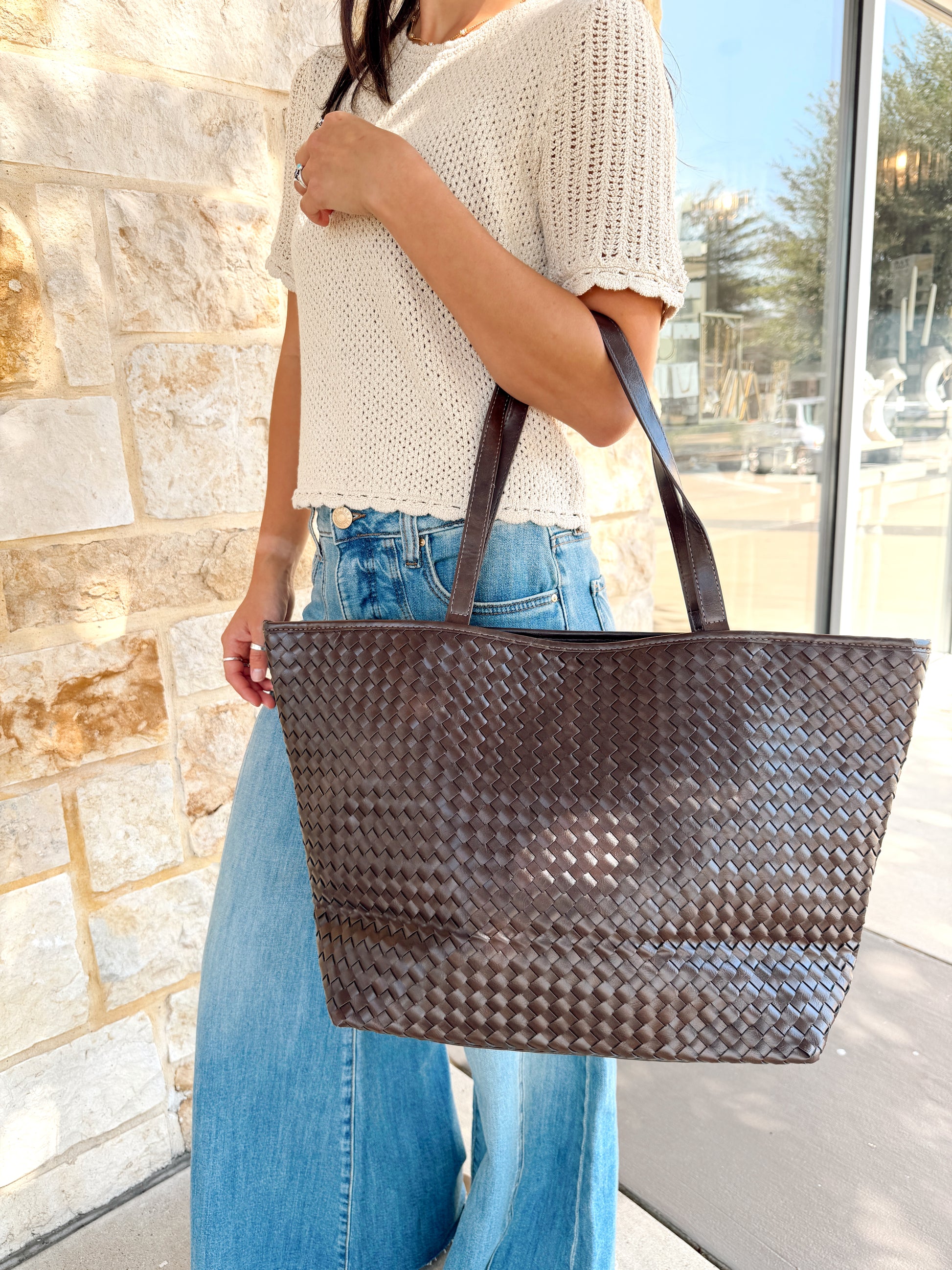 Jax Woven Tote Bag | Chocolate
