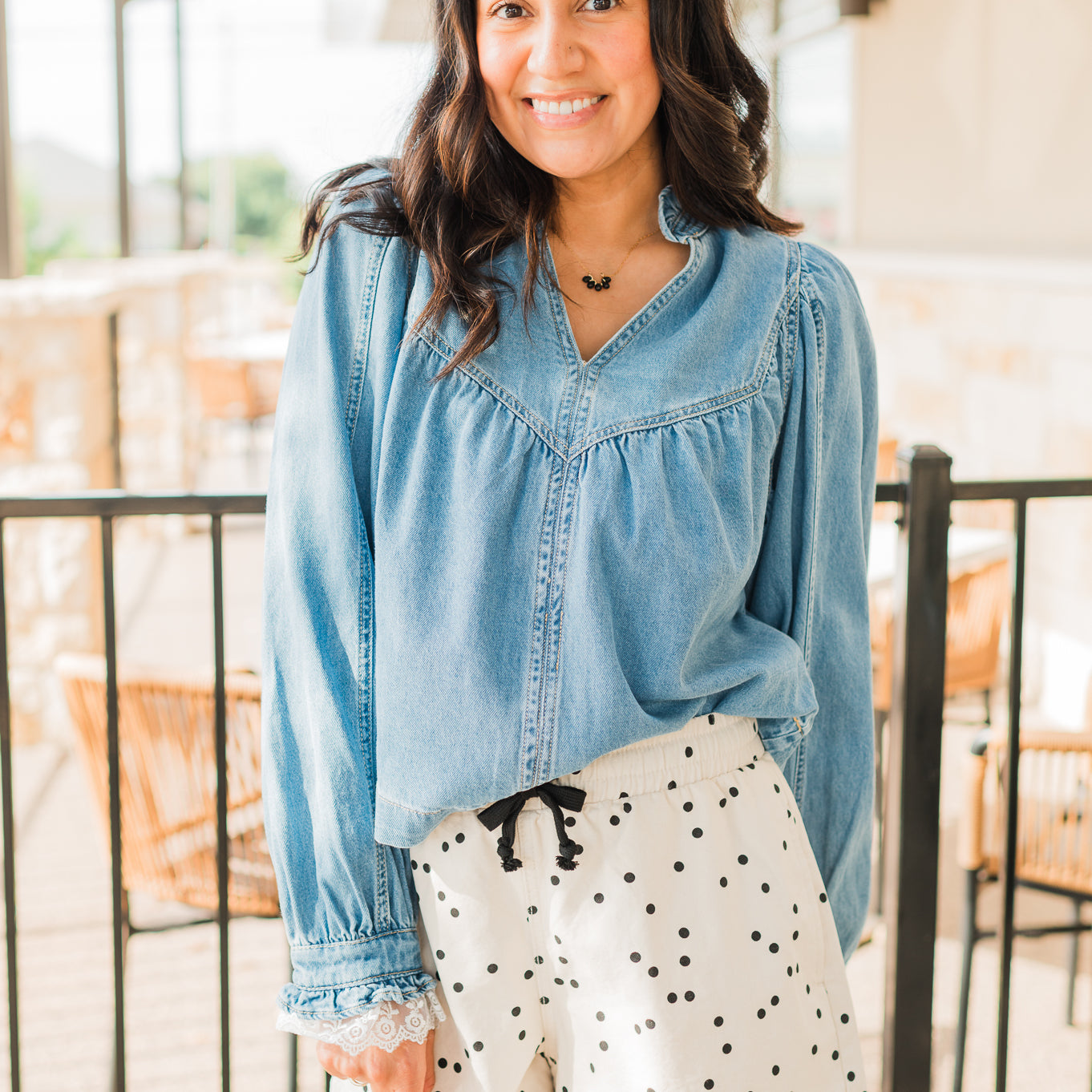 Madison Lace Top | Denim