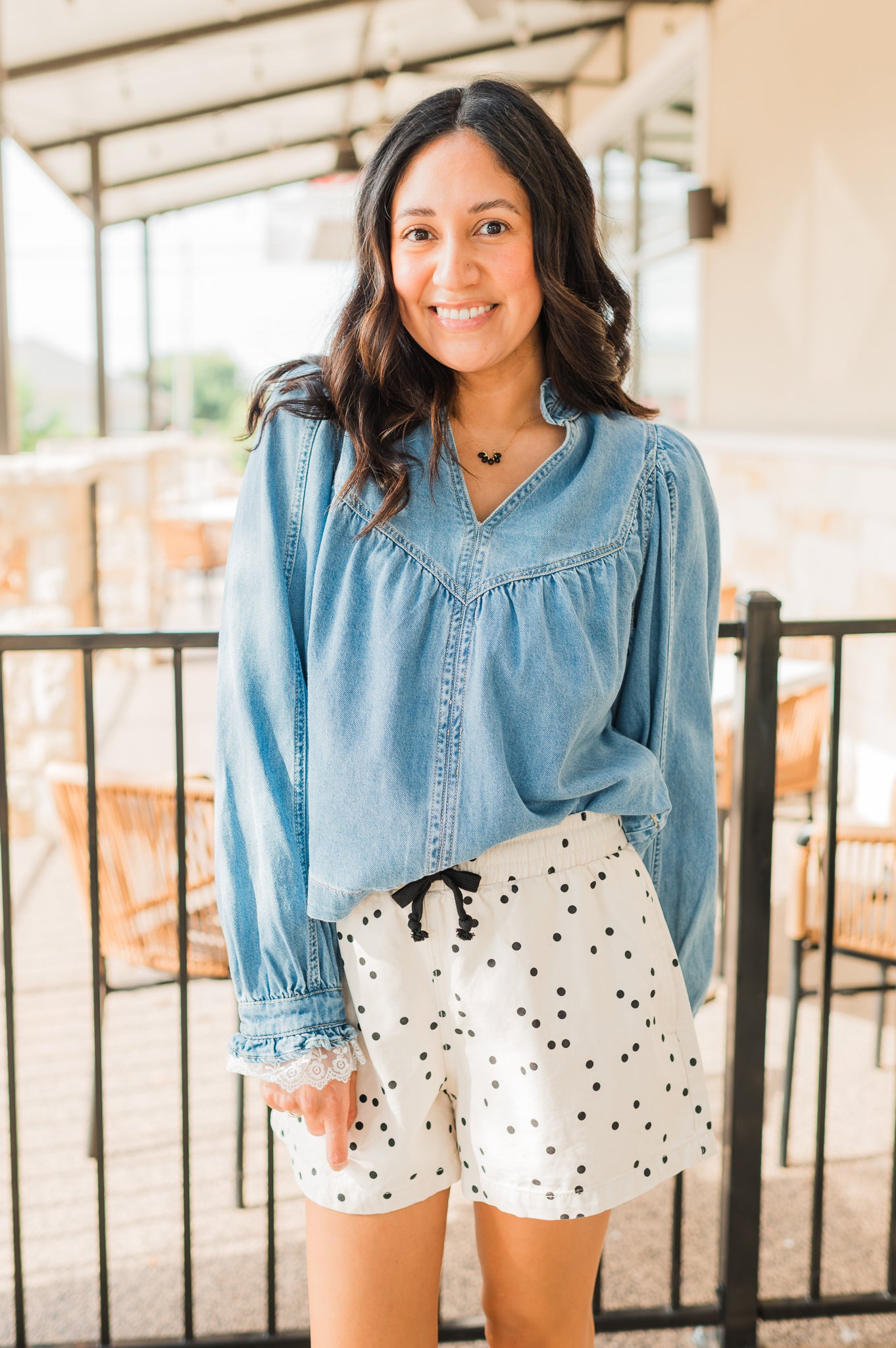 Madison Lace Top | Denim