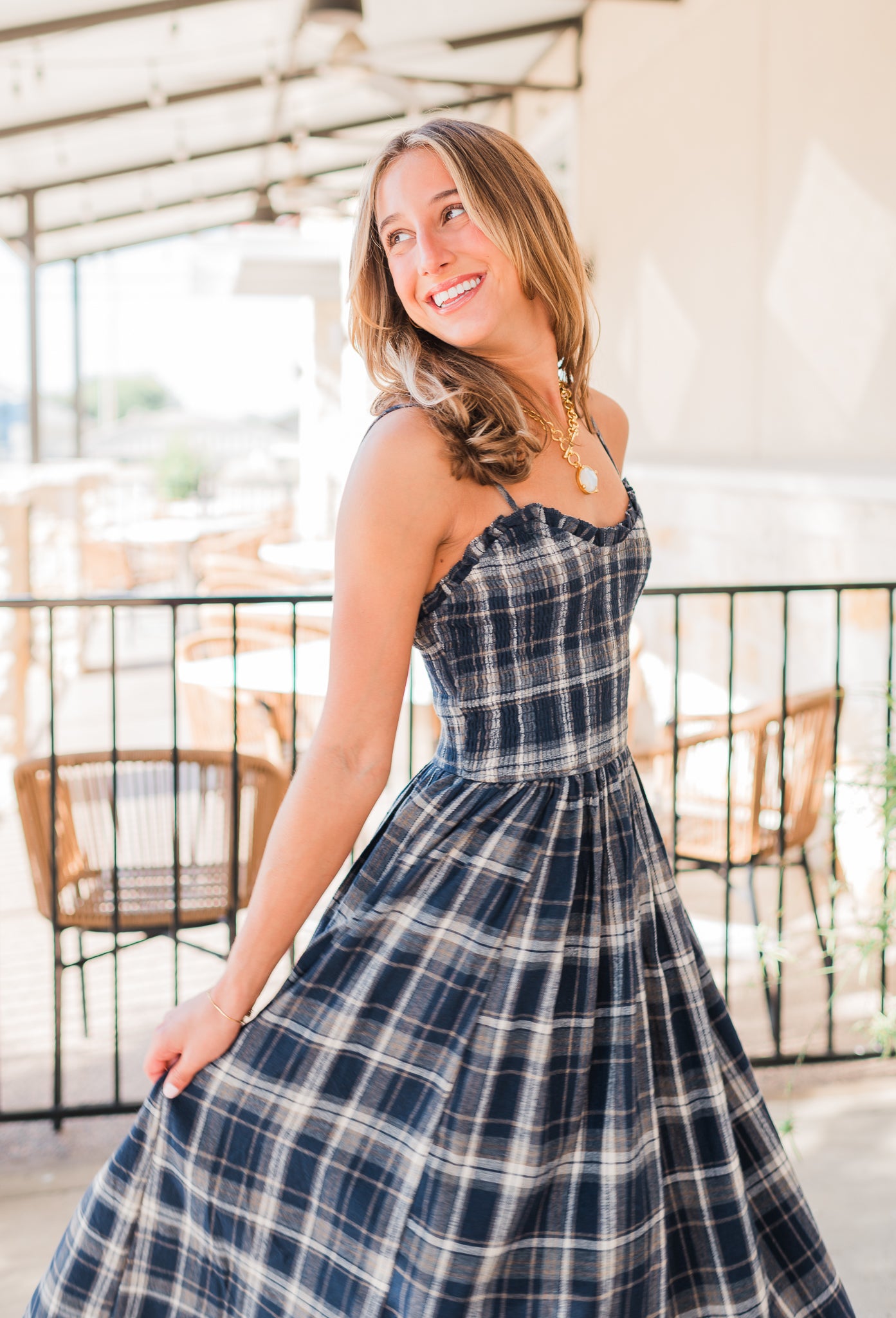 Evie Dress | Navy Plaid