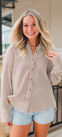 Aria Button Up Top | Brown