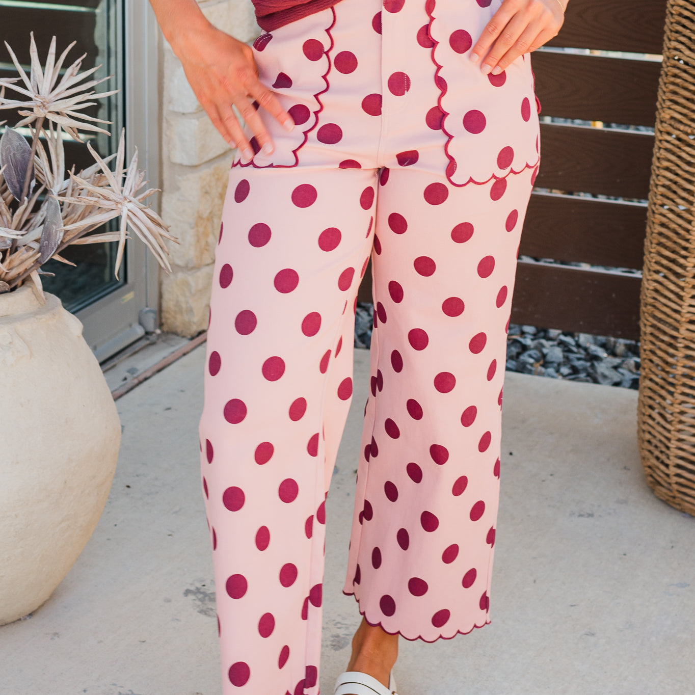 Larsyn Pants | Merlot Polka Dot