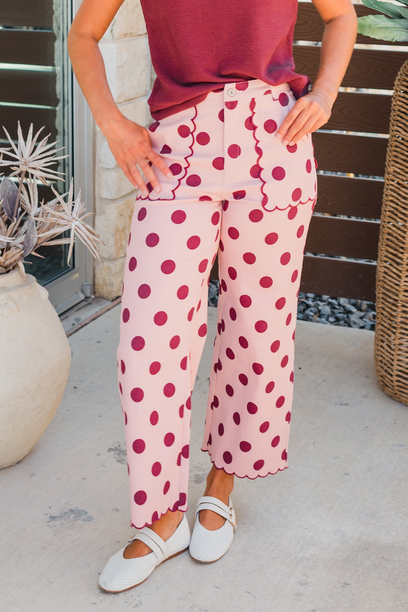 Larsyn Pants | Merlot Polka Dot