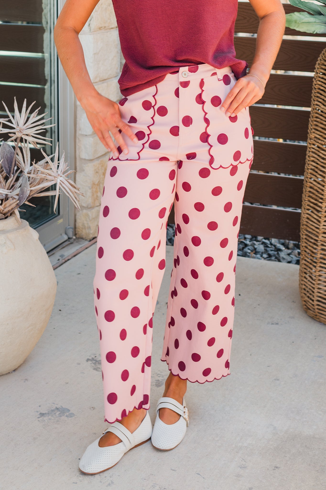 Larsyn Pants | Merlot Polka Dot