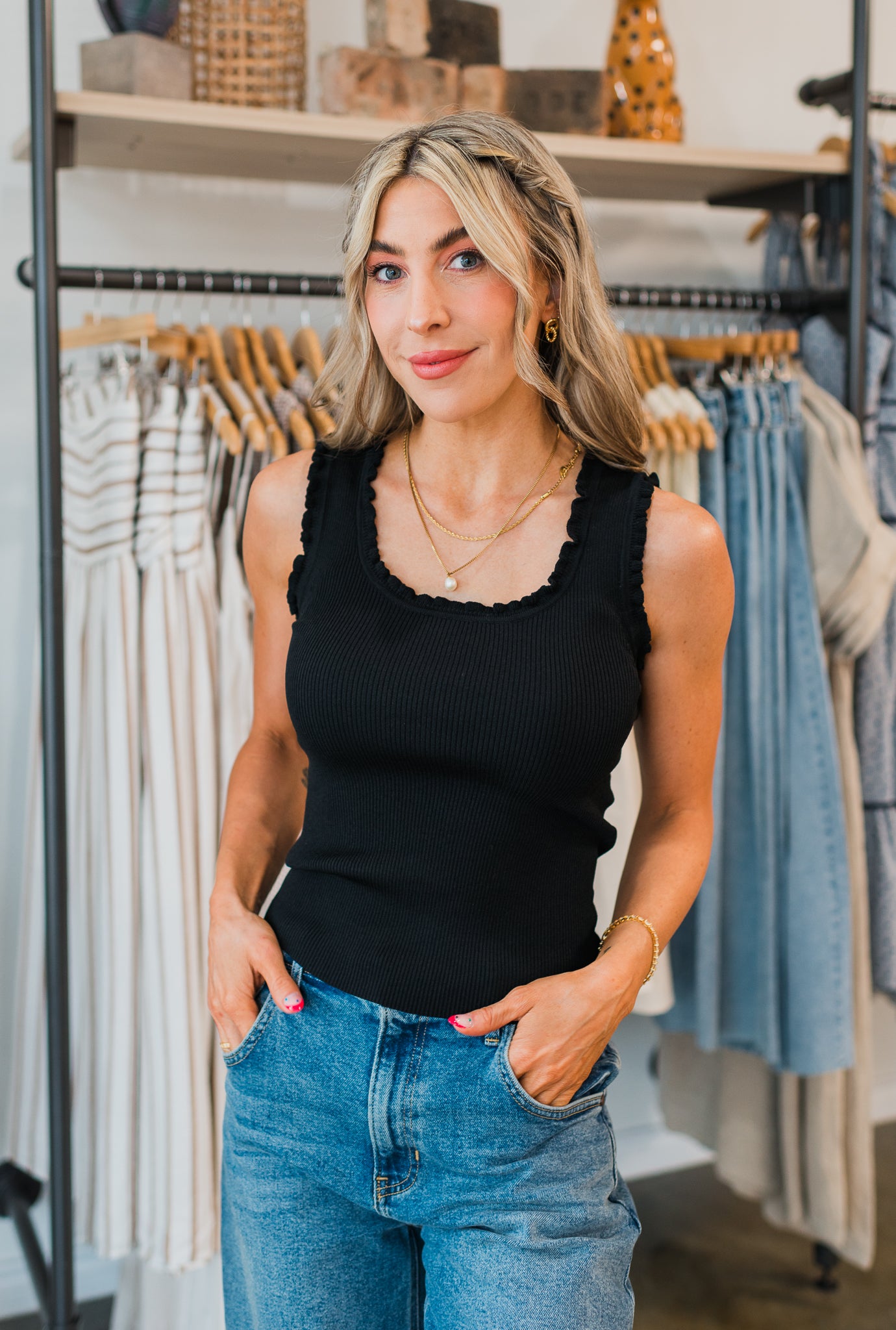 Molly Bracken | Keri Ribbed Tank  | Black