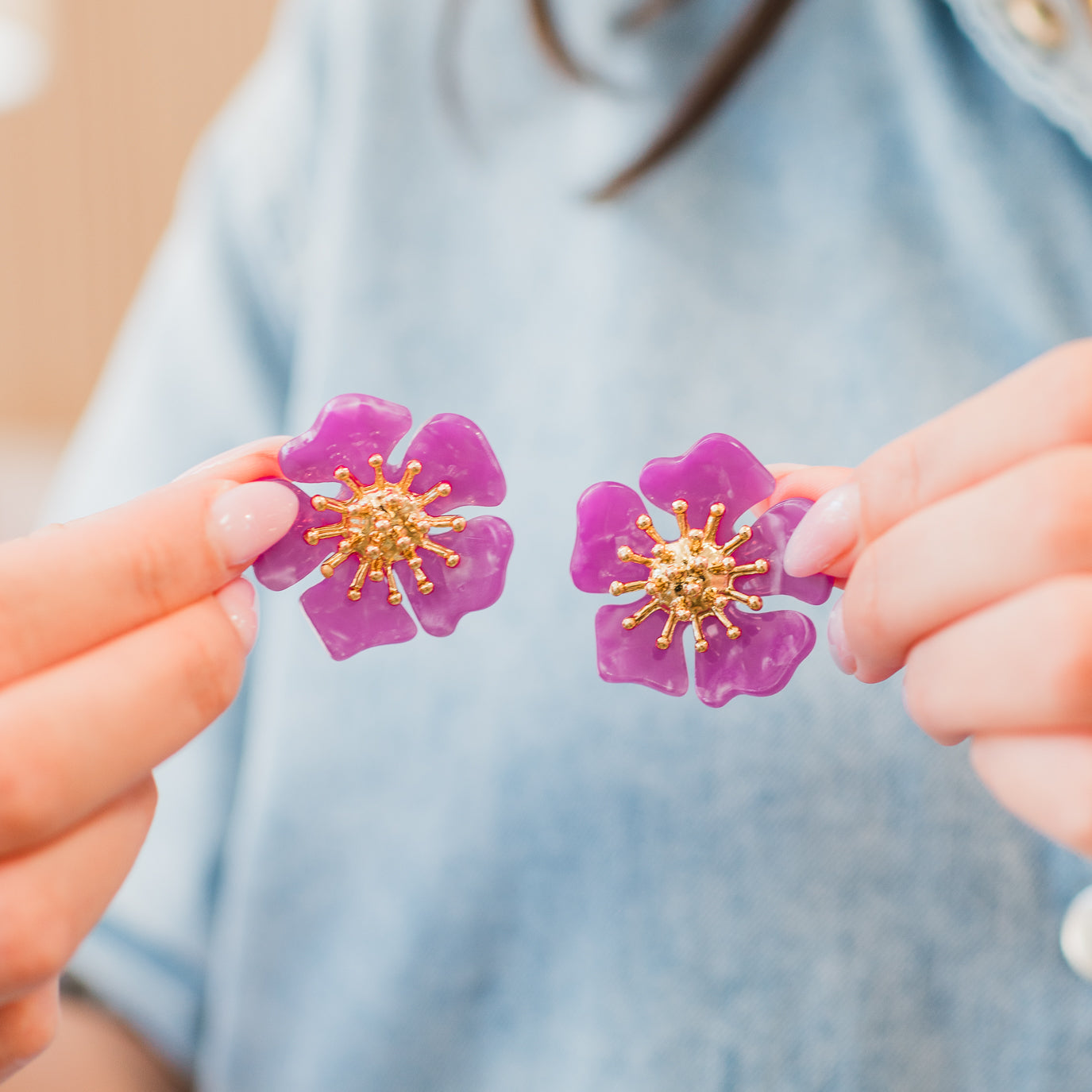 Earrings | Fucshia Flower