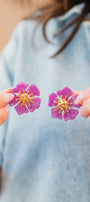 Earrings | Fucshia Flower