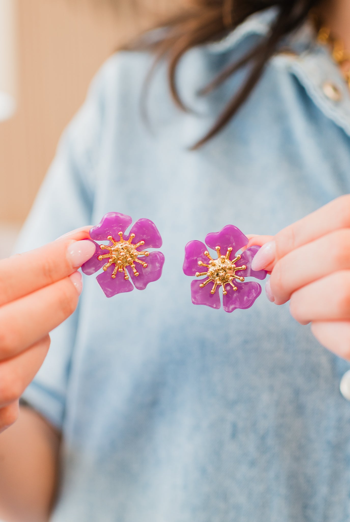 Earrings | Fucshia Flower