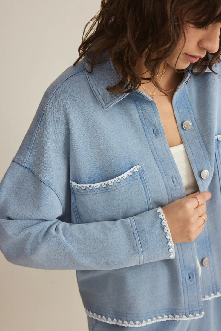 Z Supply | All Day Crop Whipstitch Jacket | Santorini Indigo