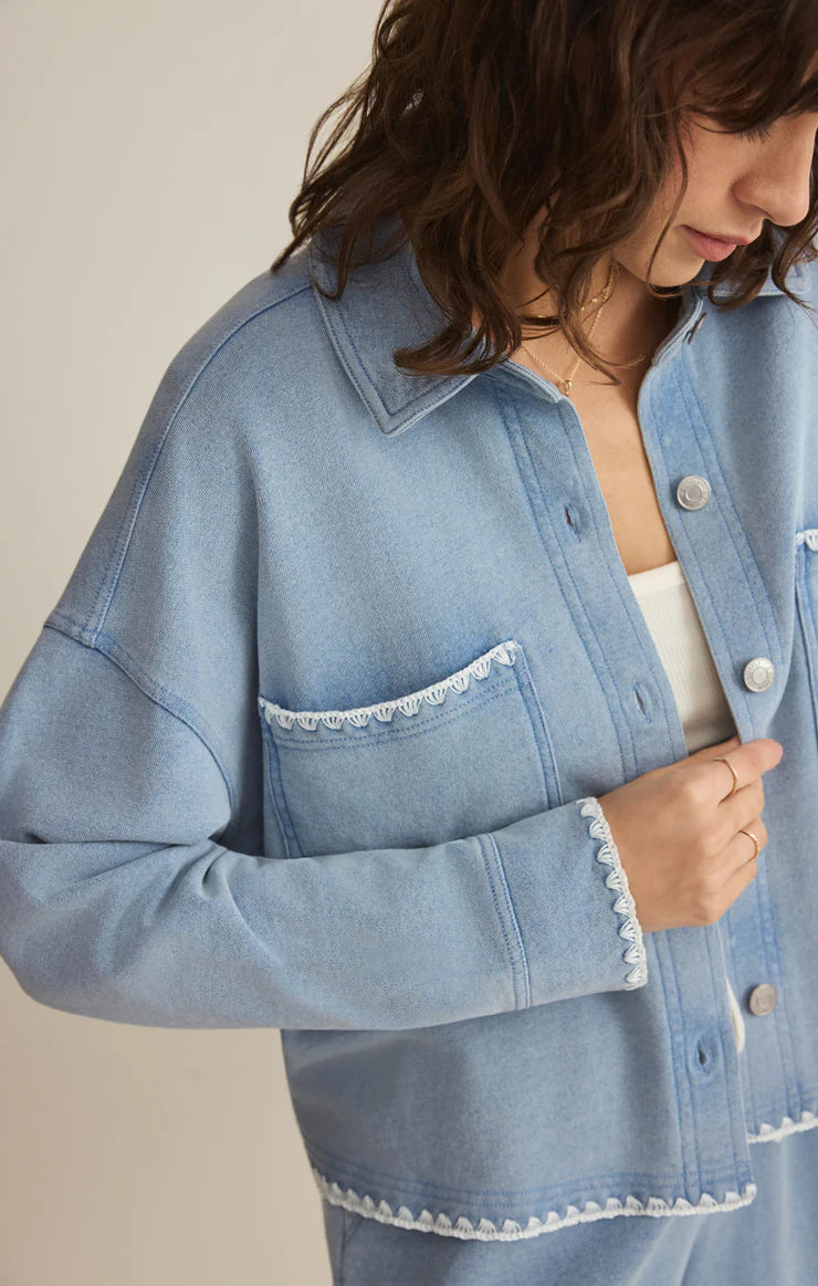 Z Supply | All Day Crop Whipstitch Jacket | Santorini Indigo
