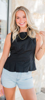 Milan Peplum Top | Black