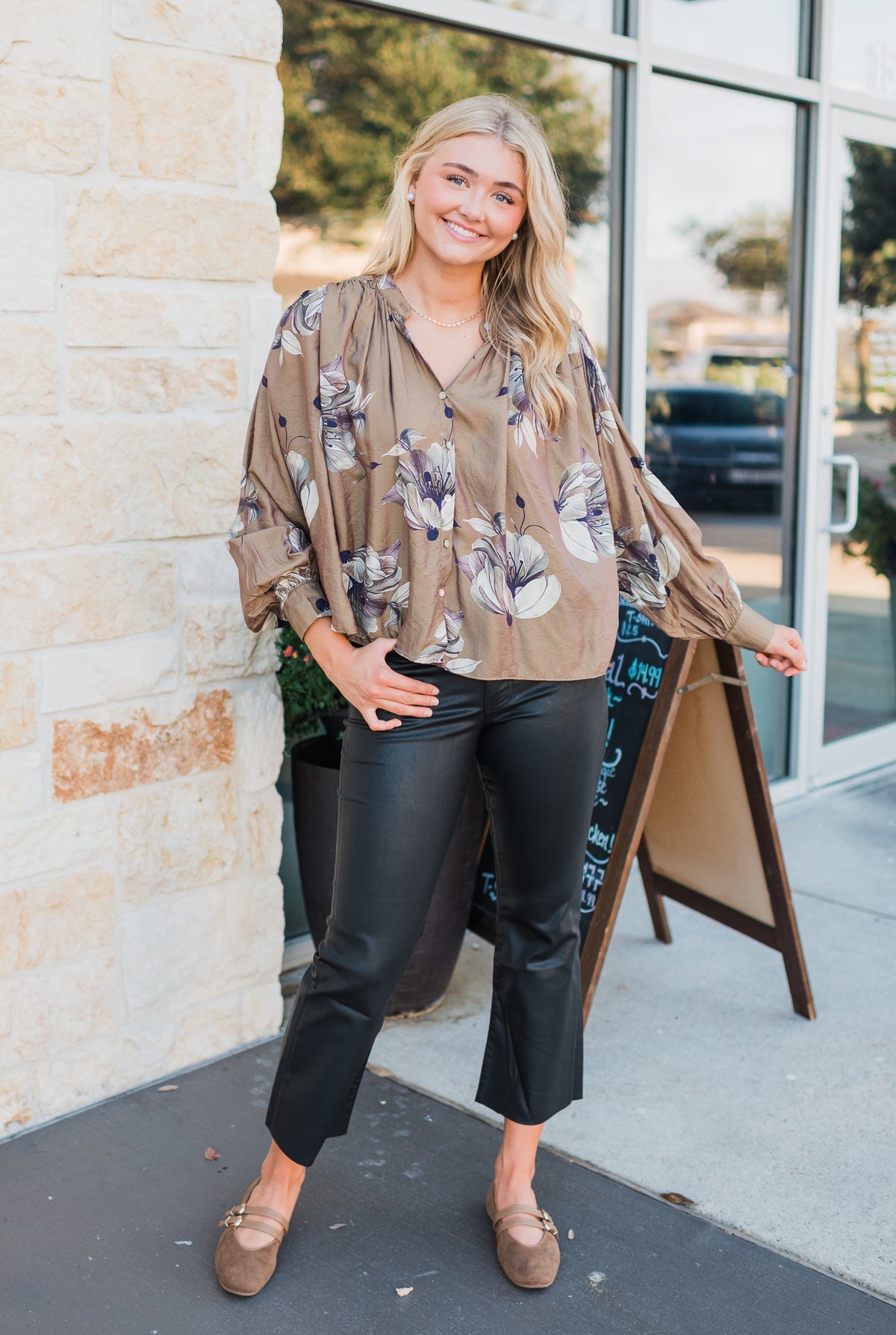 Naya Top | Taupe Floral