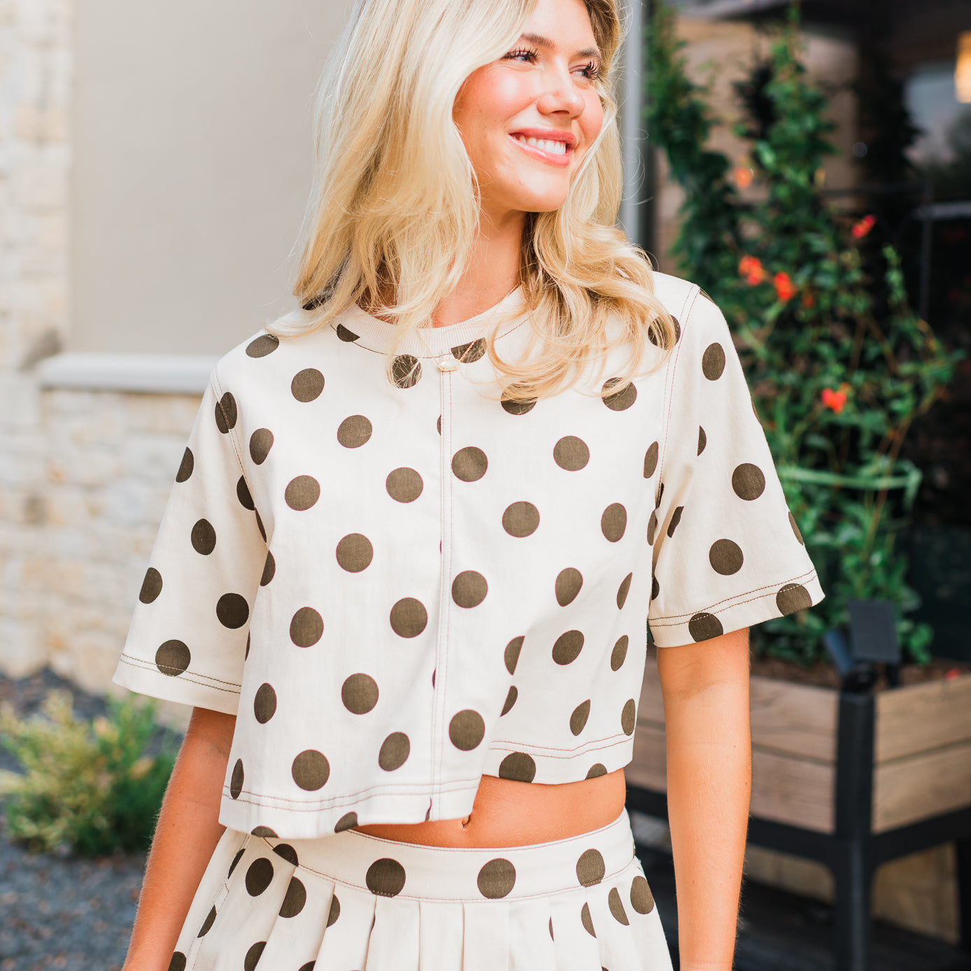 Tinsley Top | Ecru Polka Dot